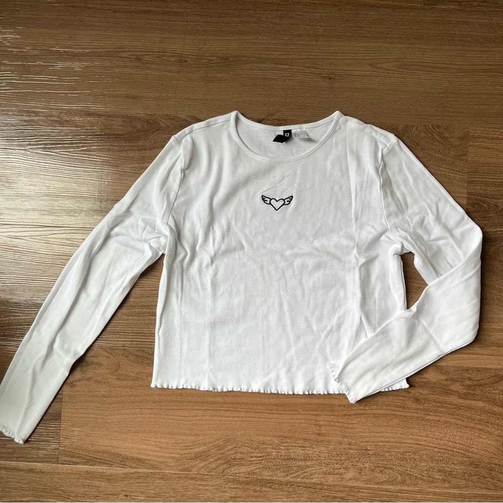 H&M long sleeve white crop top